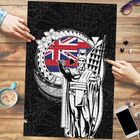 Hawaii King Kamehameha Puzzle Flag Polynesian Pattern LT01 Black - Polynesian Pride