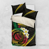 Vanuatu Independence Day Bedding Set Yumi 46th Hapi Indipendens Dei LT01 US Twin 172cm x 218cm Black - Polynesian Pride
