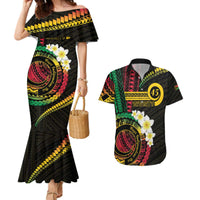 Vanuatu Independence Day Couples Matching Mermaid Dress and Hawaiian Shirt Yumi 46th Hapi Indipendens Dei LT01 Black - Polynesian Pride