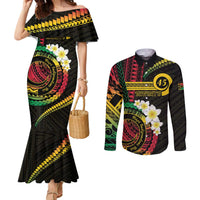Vanuatu Independence Day Couples Matching Mermaid Dress and Long Sleeve Button Shirt Yumi 46th Hapi Indipendens Dei LT01 Black - Polynesian Pride