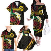 Vanuatu Independence Day Family Matching Off The Shoulder Long Sleeve Dress and Hawaiian Shirt Yumi 45th Hapi Indipendens Dei LT01