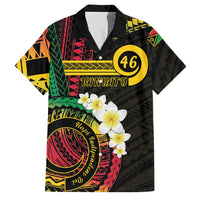 Vanuatu Independence Day Family Matching Off The Shoulder Long Sleeve Dress and Hawaiian Shirt Yumi 46th Hapi Indipendens Dei LT01 Dad's Shirt - Short Sleeve Black - Polynesian Pride