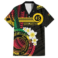 Vanuatu Independence Day Family Matching Off Shoulder Maxi Dress and Hawaiian Shirt Yumi 46th Hapi Indipendens Dei LT01 Dad's Shirt - Short Sleeve Black - Polynesian Pride
