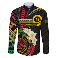 Vanuatu Independence Day Family Matching Off Shoulder Maxi Dress and Hawaiian Shirt Yumi 46th Hapi Indipendens Dei LT01 Dad's Shirt - Long Sleeve Black - Polynesian Pride