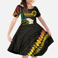 Vanuatu Independence Day Family Matching Tank Maxi Dress and Hawaiian Shirt Yumi 46th Hapi Indipendens Dei LT01 Daughter's Dress Black - Polynesian Pride