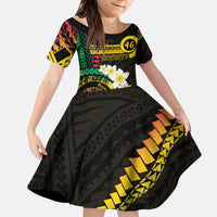 Vanuatu Independence Day Kid Short Sleeve Dress Yumi 46th Hapi Indipendens Dei LT01 KID Black - Polynesian Pride