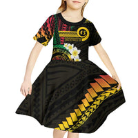 Vanuatu Independence Day Kid Short Sleeve Dress Yumi 46th Hapi Indipendens Dei LT01 - Polynesian Pride