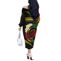 Vanuatu Independence Day Off The Shoulder Long Sleeve Dress Yumi 46th Hapi Indipendens Dei LT01 - Polynesian Pride