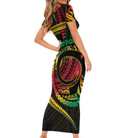 Vanuatu Independence Day Short Sleeve Bodycon Dress Yumi 46th Hapi Indipendens Dei LT01 - Polynesian Pride