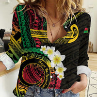 Vanuatu Independence Day Women Casual Shirt Yumi 46th Hapi Indipendens Dei LT01 Female Black - Polynesian Pride