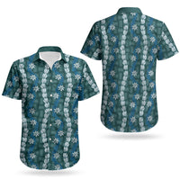 Pikake Maile Tiare Lei Couples Matching Summer Maxi Dress and Hawaiian Shirt Polu Lauhala Pattern LT01 - Polynesian Pride