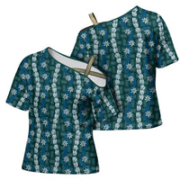 Pikake Maile Tiare Lei Cross Shoulder Shirt Polu Lauhala Pattern