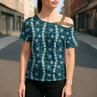 Pikake Maile Tiare Lei Cross Shoulder Shirt Polu Lauhala Pattern