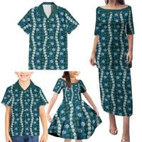Pikake Maile Tiare Lei Family Matching Puletasi and Hawaiian Shirt Polu Lauhala Pattern LT01 - Polynesian Pride