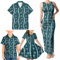 Pikake Maile Tiare Lei Family Matching Tank Maxi Dress and Hawaiian Shirt Polu Lauhala Pattern LT01 - Polynesian Pride