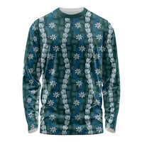 Pikake Maile Tiare Lei Long Sleeve Shirt Polu Lauhala Pattern