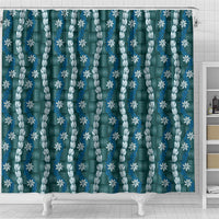 Pikake Maile Tiare Lei Shower Curtain Polu Lauhala Pattern