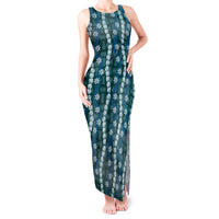 Pikake Maile Tiare Lei Tank Maxi Dress Polu Lauhala Pattern