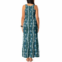 Pikake Maile Tiare Lei Tank Maxi Dress Polu Lauhala Pattern LT01 - Polynesian Pride