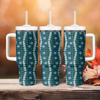 Pikake Maile Tiare Lei Tumbler With Handle Polu Lauhala Pattern