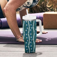 Pikake Maile Tiare Lei Tumbler With Handle Polu Lauhala Pattern