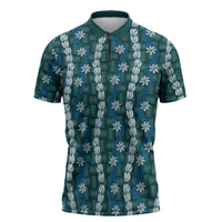 Pikake Maile Tiare Lei Zipper Polo Shirt Polu Lauhala Pattern