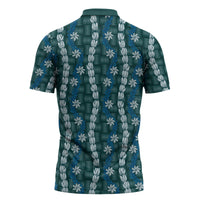 Pikake Maile Tiare Lei Zipper Polo Shirt Polu Lauhala Pattern LT01 - Polynesian Pride