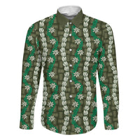Pikake Maile Tiare Lei Family Matching Puletasi and Hawaiian Shirt Omaomao Lauhala Pattern LT01 Daughter's Dress Green - Polynesian Pride