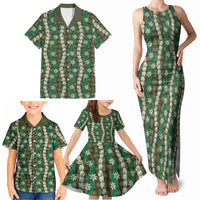 Pikake Maile Tiare Lei Family Matching Tank Maxi Dress and Hawaiian Shirt Omaomao Lauhala Pattern LT01 - Polynesian Pride