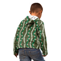 Pikake Maile Tiare Lei Kid Hoodie Omaomao Lauhala Pattern