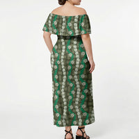 Pikake Maile Tiare Lei Off Shoulder Maxi Dress Omaomao Lauhala Pattern LT01 - Polynesian Pride
