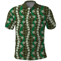 Pikake Maile Tiare Lei Polo Shirt Omaomao Lauhala Pattern