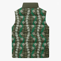 Pikake Maile Tiare Lei Sleeveless Puffer Jacket Omaomao Lauhala Pattern