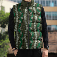 Pikake Maile Tiare Lei Sleeveless Puffer Jacket Omaomao Lauhala Pattern