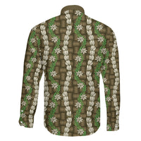 Pikake Maile Tiare Lei Family Matching Short Sleeve Bodycon Dress and Hawaiian Shirt Natural Lauhala Pattern LT01 Son's Shirt Brown - Polynesian Pride