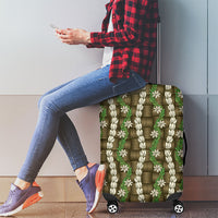 Pikake Maile Tiare Lei Luggage Cover Natural Lauhala Pattern
