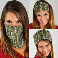 Pikake Maile Tiare Lei Neck Gaiter Natural Lauhala Pattern