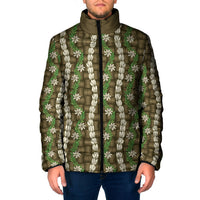 Pikake Maile Tiare Lei Padded Jacket Natural Lauhala Pattern