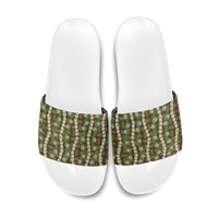 Pikake Maile Tiare Lei Slide Sandals Natural Lauhala Pattern