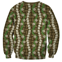 Pikake Maile Tiare Lei Sweatshirt Natural Lauhala Pattern