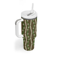 Pikake Maile Tiare Lei Tumbler With Handle Natural Lauhala Pattern