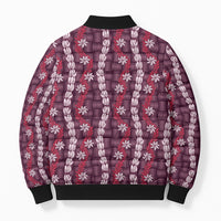 Pikake Maile Tiare Lei Bomber Puffer Jacket Akala Lauhala Pattern