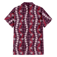 Pikake Maile Tiare Lei Family Matching Long Sleeve Bodycon Dress and Hawaiian Shirt Akala Lauhala Pattern LT01 Dad's Shirt - Long Sleeve Pink - Polynesian Pride