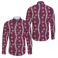 Pikake Maile Tiare Lei Family Matching Short Sleeve Bodycon Dress and Hawaiian Shirt Akala Lauhala Pattern LT01 Dad's Shirt - Long Sleeve Pink - Polynesian Pride