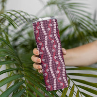 Pikake Maile Tiare Lei Skinny Tumbler Akala Lauhala Pattern