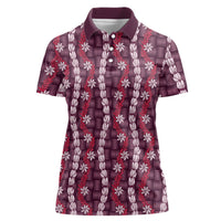 Pikake Maile Tiare Lei Women Polo Shirt Akala Lauhala Pattern