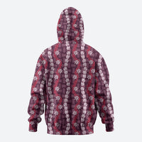 Pikake Maile Tiare Lei Zip Hoodie Akala Lauhala Pattern
