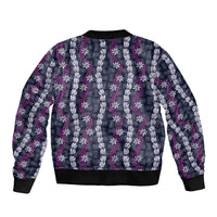Pikake Maile Tiare Lei Bomber Jacket Poni Lauhala Pattern