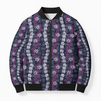 Pikake Maile Tiare Lei Bomber Puffer Jacket Poni Lauhala Pattern