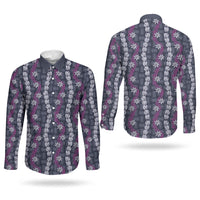 Pikake Maile Tiare Lei Couples Matching Short Sleeve Bodycon Dress and Long Sleeve Button Shirt Poni Lauhala Pattern LT01 - Polynesian Pride
